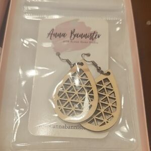 Geometric Teardrop Earrings - Brown and Black